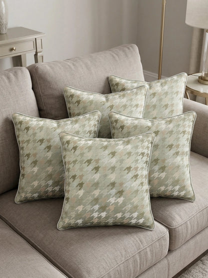 Houndstooth Cushion Covers with Hidden Zipper (Set of 5)