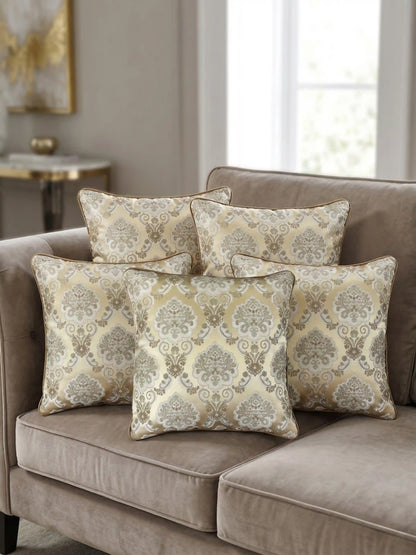 Damask Pattern Cushion Covers with Hidden Zipper (Set of 5)