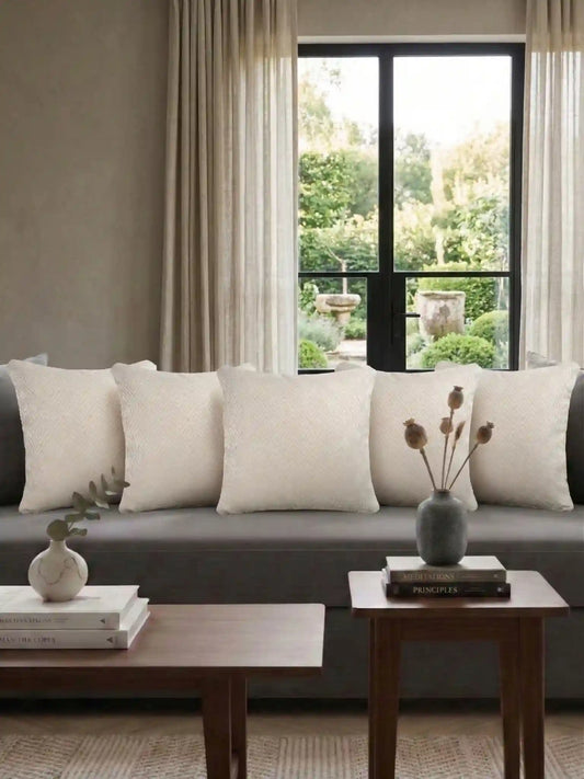 Geometric Cushion Covers with Concealed Zipper (Set of 5)