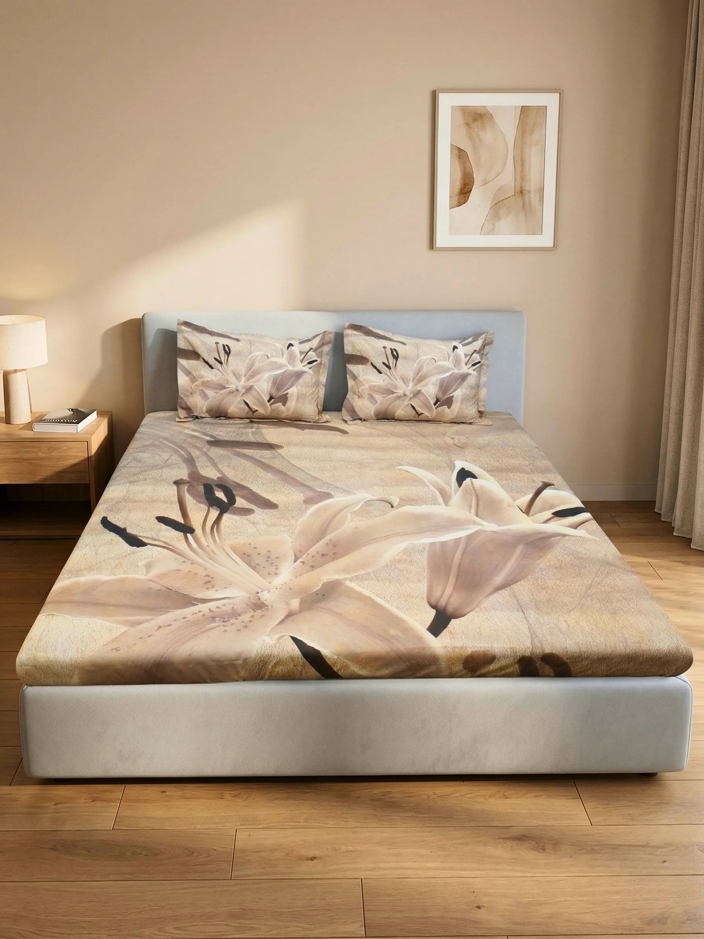 Rosette Floral Bedsheet Set — King Size, 100% Cotton (400 TC)