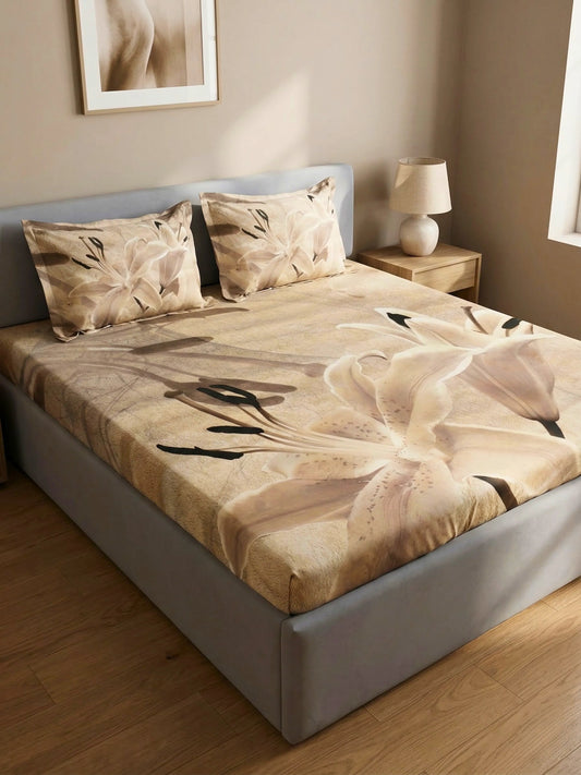 Rosette Floral Bedsheet Set — King Size, 100% Cotton (400 TC)