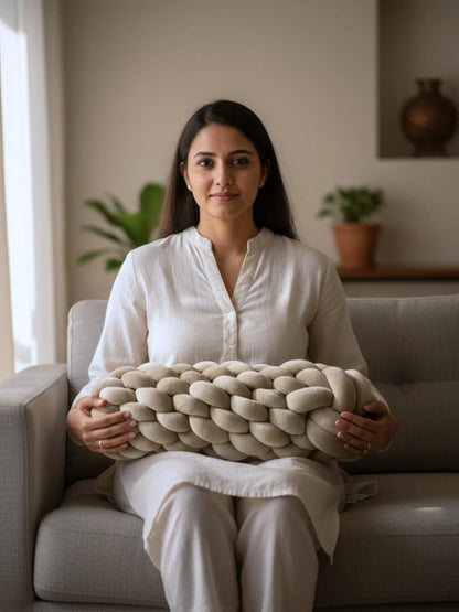 Knotted Bolster Cushion Pillow – Soft Decorative Support for Sofa & Bed