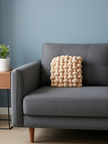 Square Knotted Cushion Pillow – Soft Decorative Accent for Sofa & Bed