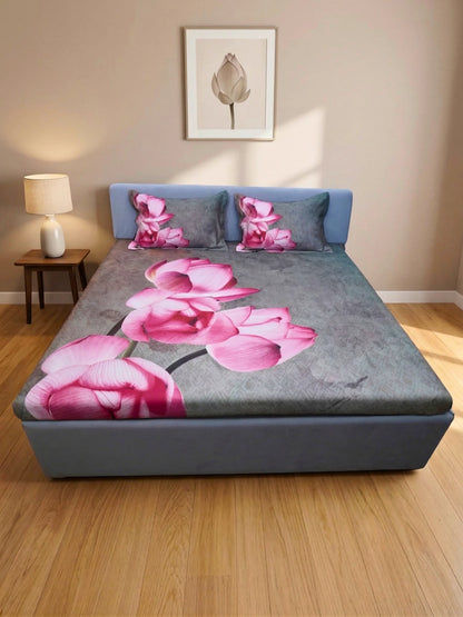 Rosette Floral Bedsheet Set — King Size, 100% Cotton (400 TC)