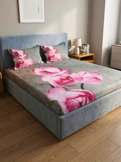 Rosette Floral Bedsheet Set — King Size, 100% Cotton (400 TC)
