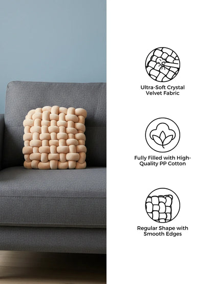 Square Knotted Cushion Pillow – Soft Decorative Accent for Sofa & Bed