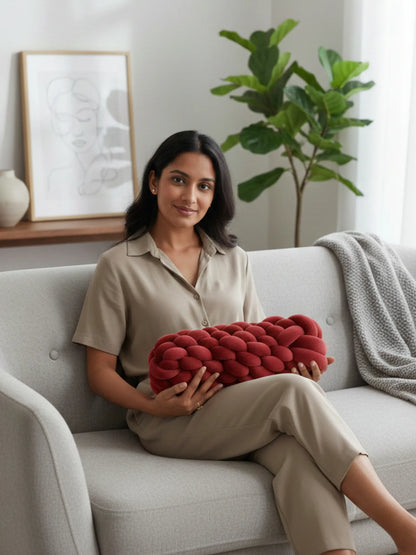 Knotted Bolster Cushion Pillow – Soft Decorative Support for Sofa & Bed
