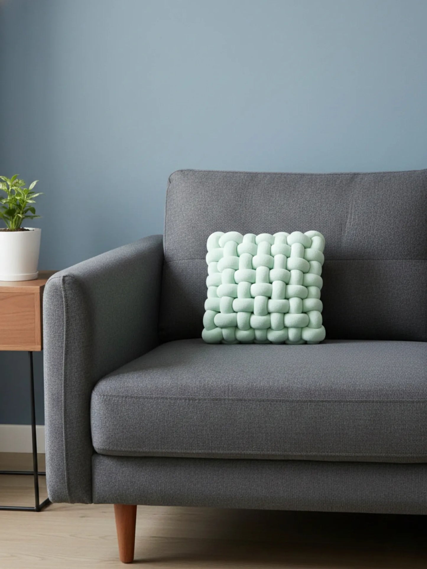 Square Knotted Cushion Pillow – Soft Decorative Accent for Sofa & Bed