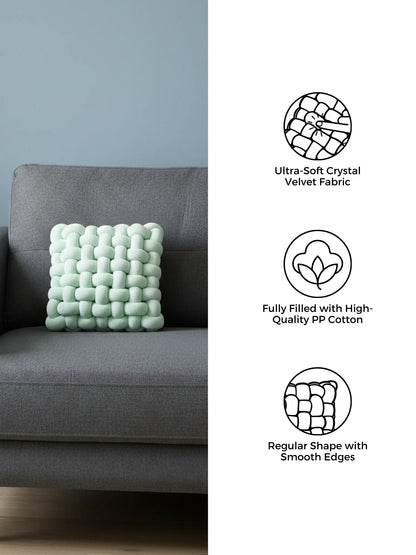Square Knotted Cushion Pillow – Soft Decorative Accent for Sofa & Bed