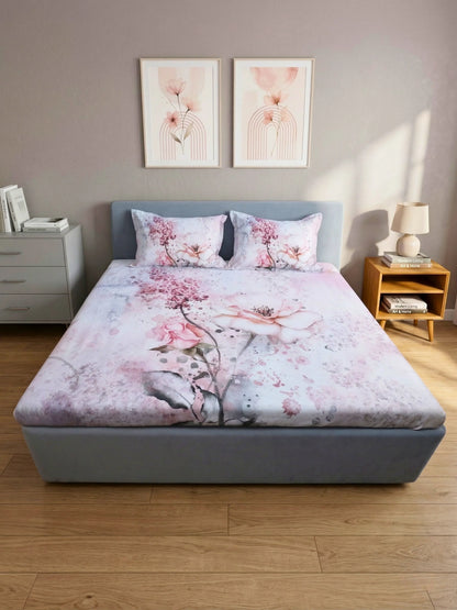 Rosette Floral Bedsheet Set — King Size, 100% Cotton (400 TC)