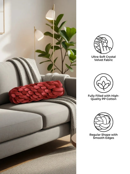Knotted Bolster Cushion Pillow – Soft Decorative Support for Sofa & Bed