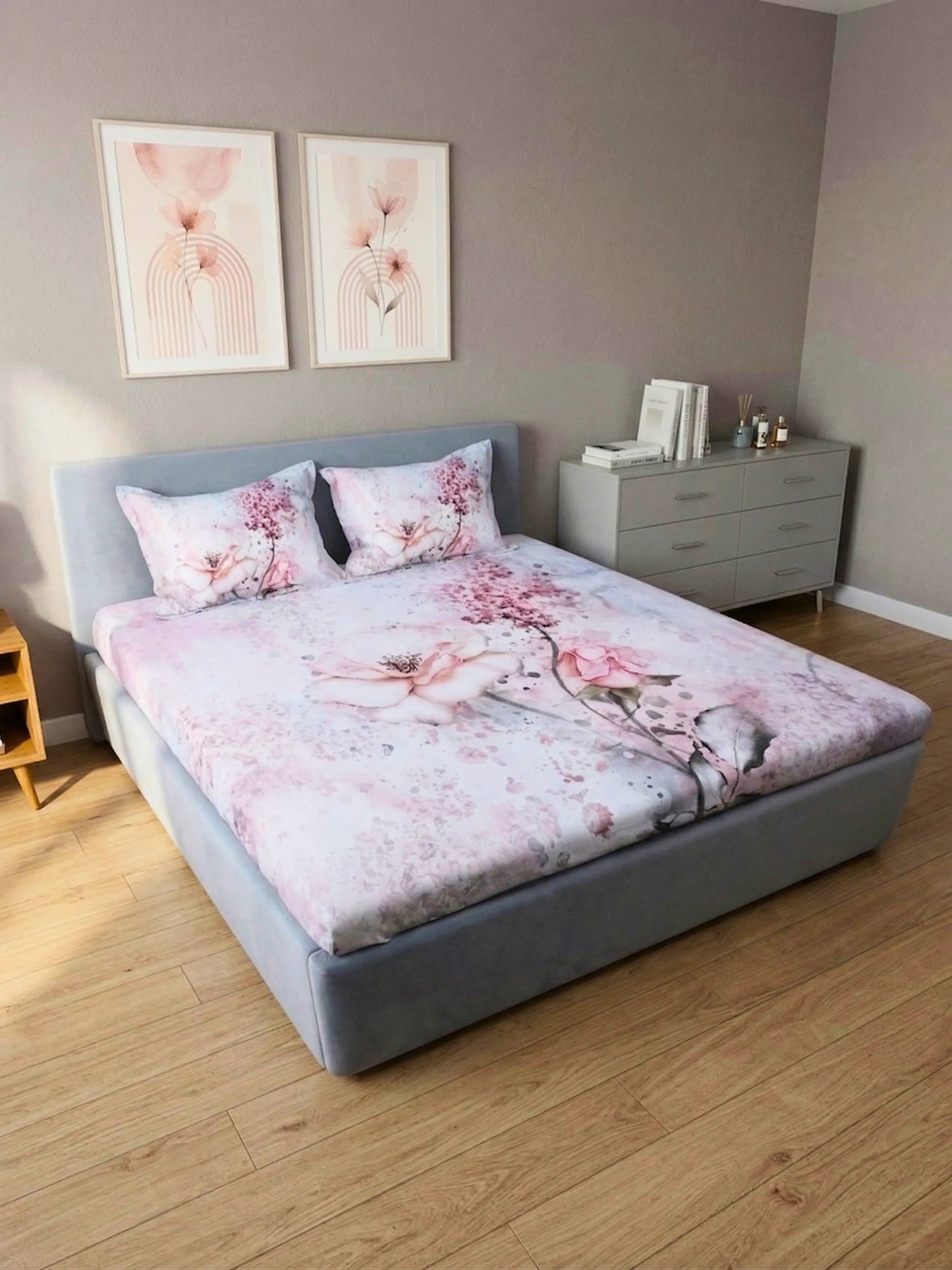 Rosette Floral Bedsheet Set — King Size, 100% Cotton (400 TC)