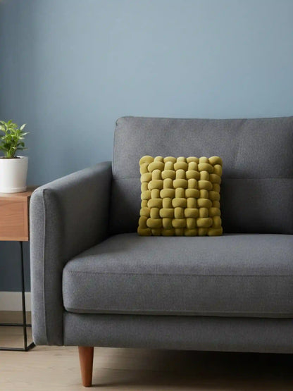 Square Knotted Cushion Pillow – Soft Decorative Accent for Sofa & Bed