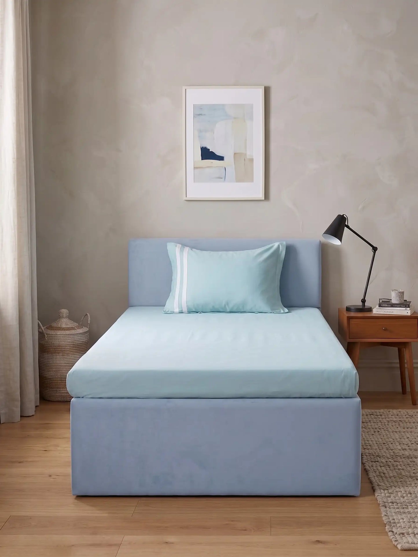 Atoz Home Decor 250 TC Tranquil Cotton Bedsheet Set with Striped Trim