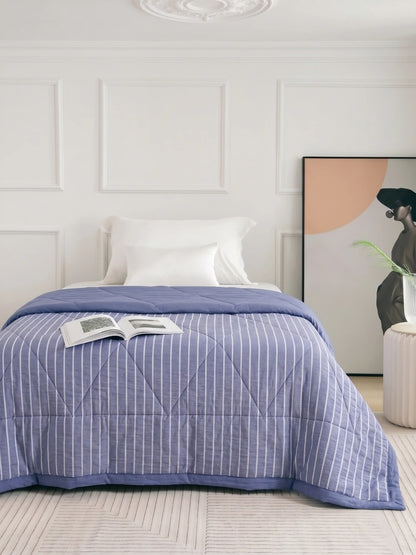 AC Comforter Striped Single with Fiber Filling (150x230 cm) Multiple Colors Available