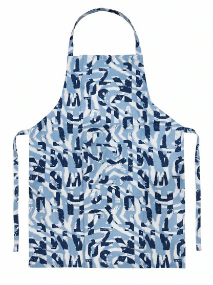AtoZ Printed Kitchen Cooking Apron with Pocket & Waterproof Backing
