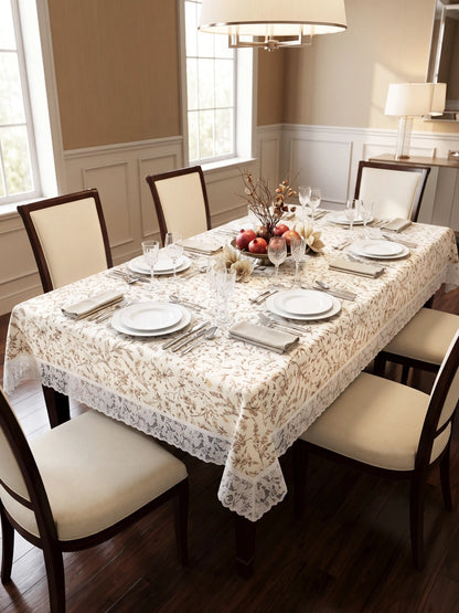 Freelance Tuscany Plastic Center Table Cover | Cream/Brown Floral 60x36"
