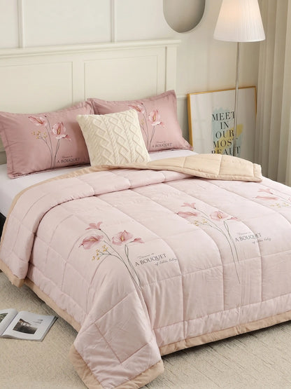 AC Comforter Floral Design Double Bed (220X240 CM) | Pink