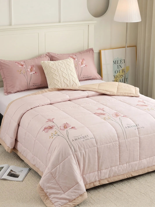 AC Comforter Floral Design Double Bed (220X240 CM) | Pink