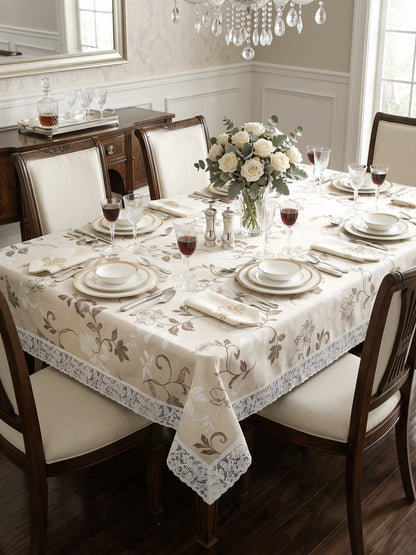 Freelance Tuscany Plastic Center Table Cover | Beige/Brown Floral 60x36 inches.