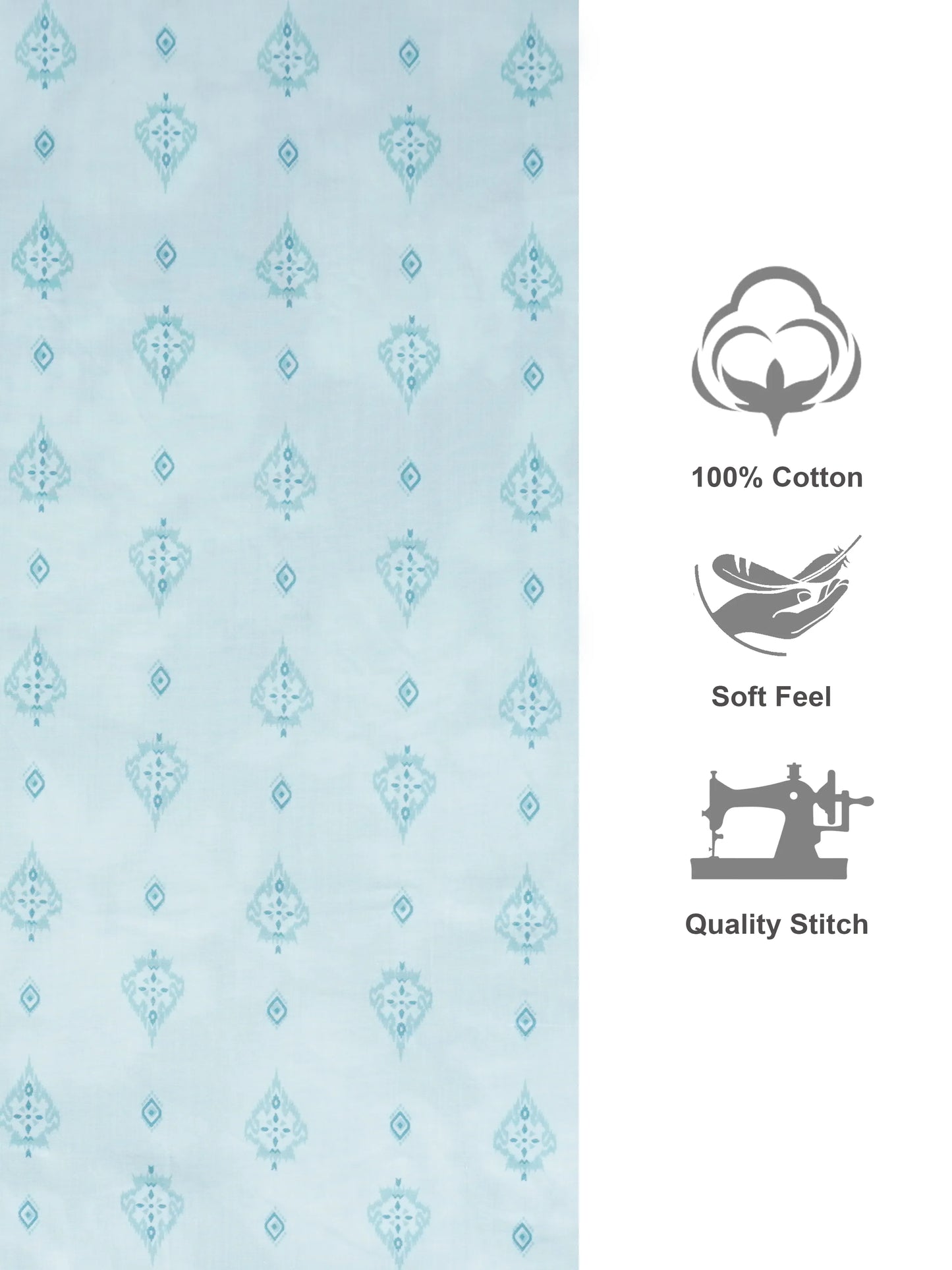 Light Blue Pattern & Aqua Check Cotton Double Bedsheet Set