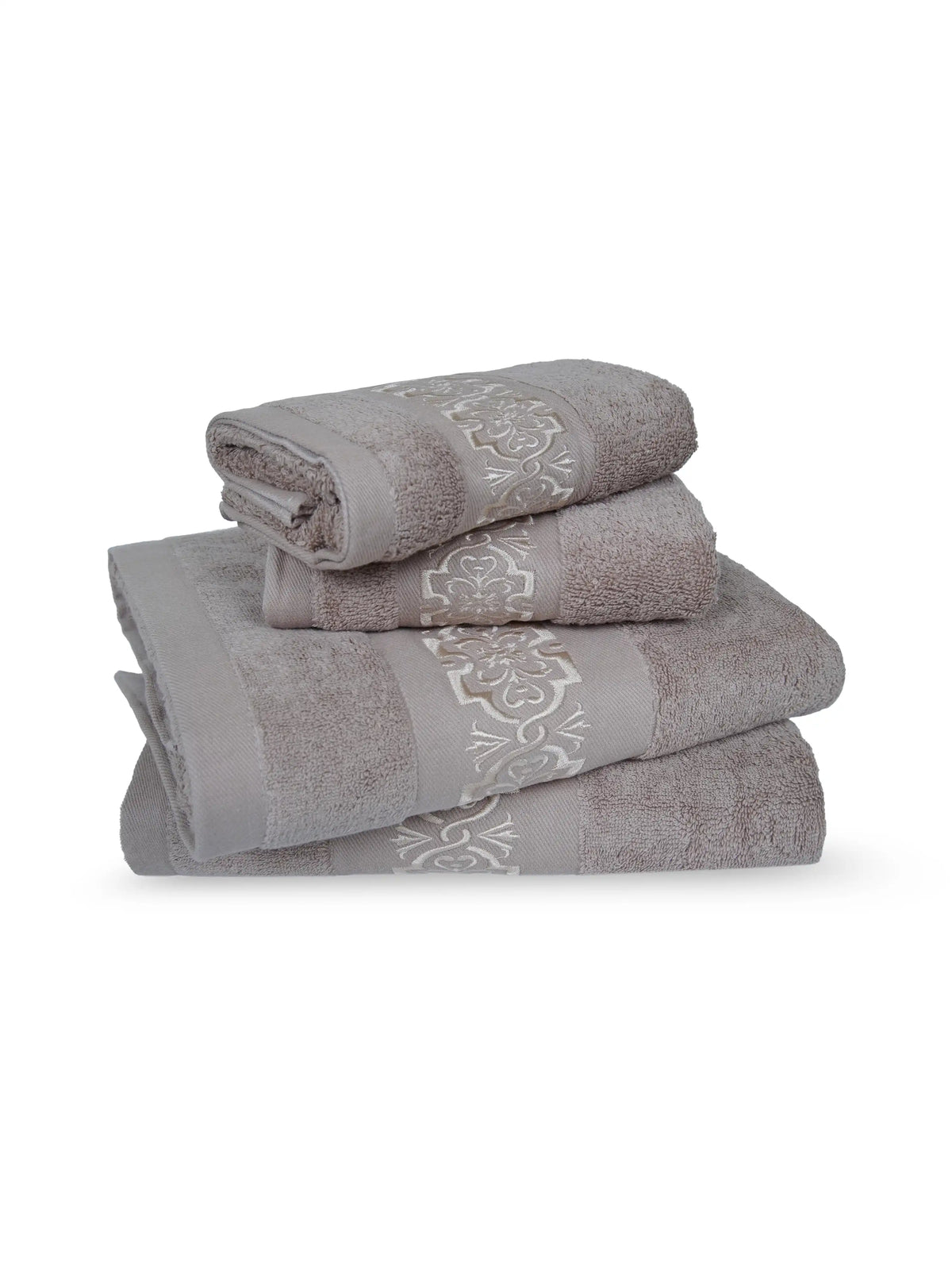 Stylla 4-Piece Embroidered Cotton Towel Set | 2 Bath & 2 Hand Towels