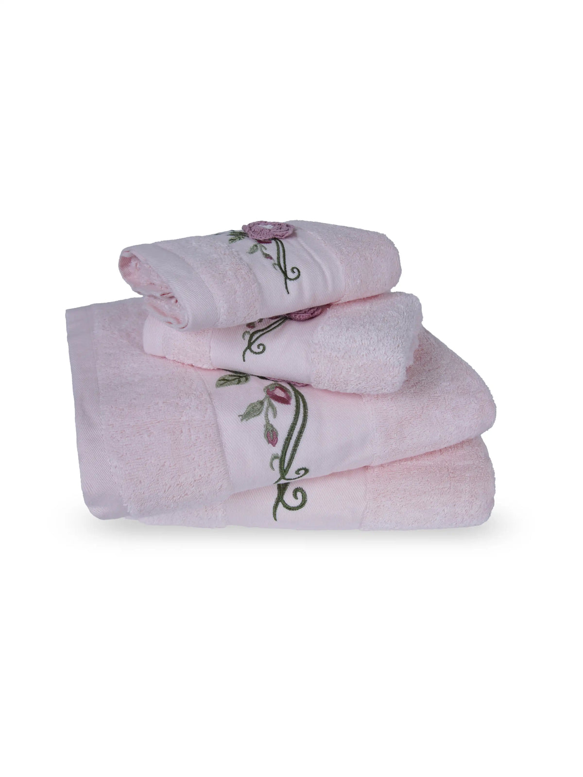Stylla 4-Piece Embroidered Cotton Towel Set | 2 Bath & 2 Hand Towels