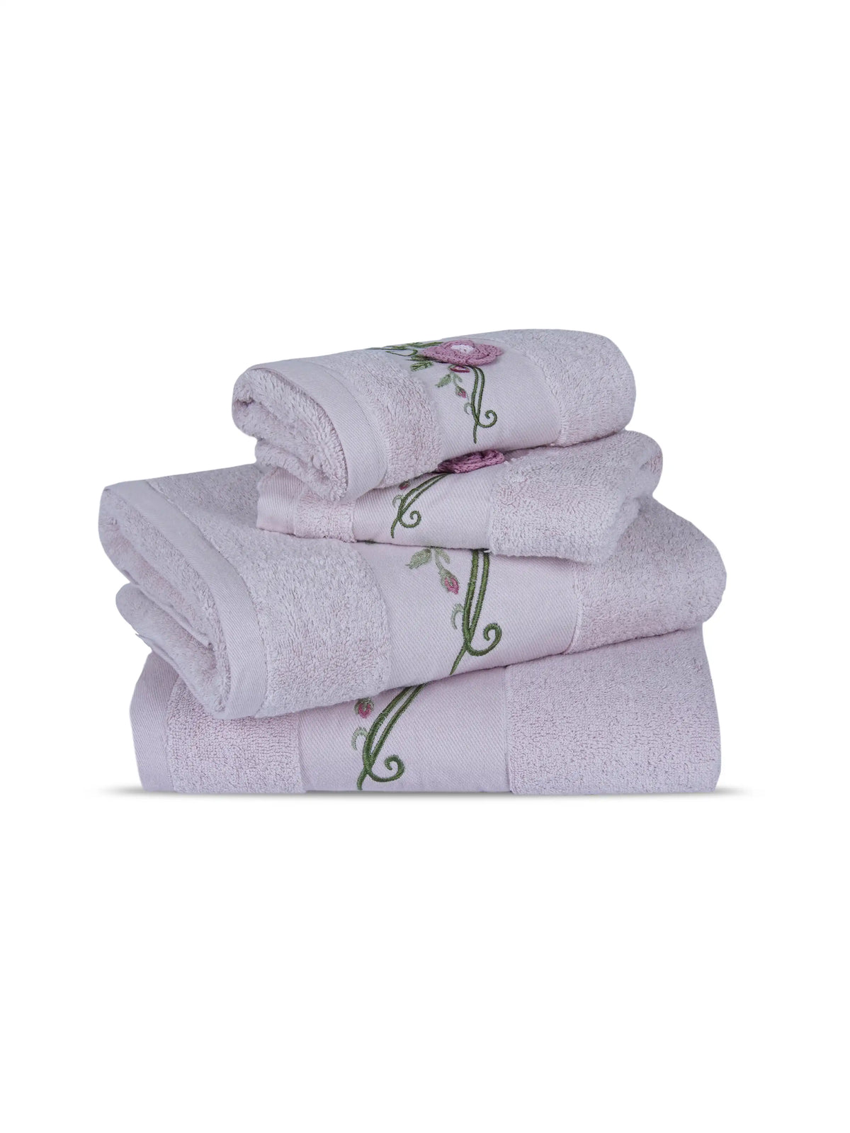 Stylla 4-Piece Embroidered Cotton Towel Set | 2 Bath & 2 Hand Towels