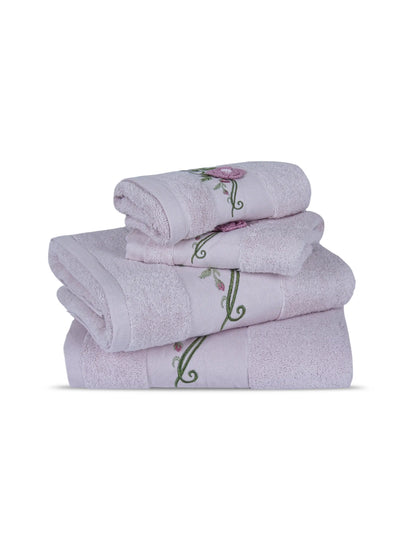Stylla 4-Piece Embroidered Cotton Towel Set | 2 Bath & 2 Hand Towels
