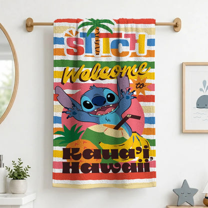 Sassoon Disney Stitch 100% Cotton Printed Kids Bath Towel (60 cm x 120 cm)