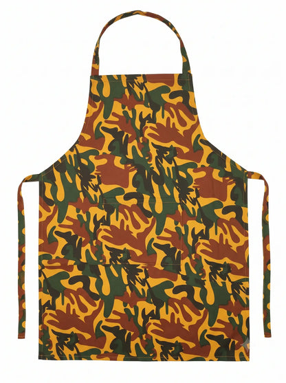AtoZ Printed Kitchen Cooking Apron with Pocket & Waterproof Backing