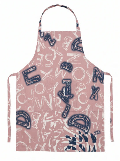 AtoZ Printed Kitchen Cooking Apron with Pocket & Waterproof Backing