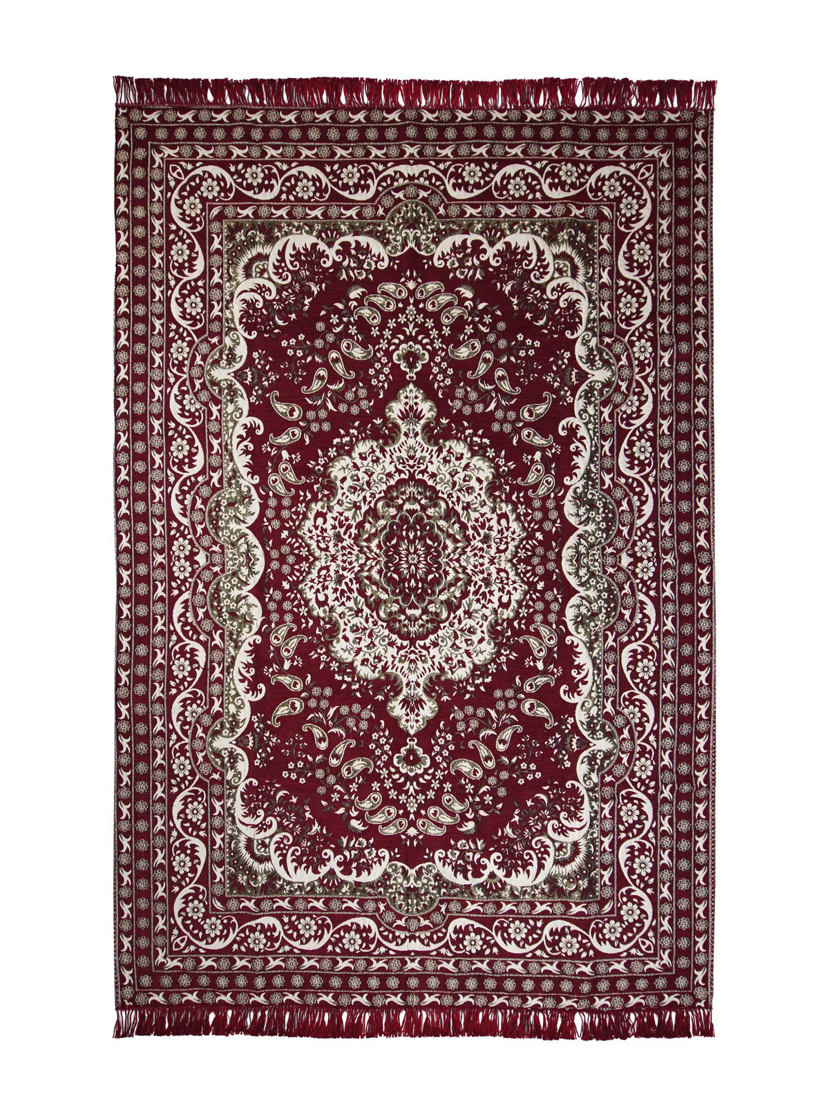Premium Cotton Chenille Carpet for Living Room | 4.5x7 ft | Red, Blue & Brown