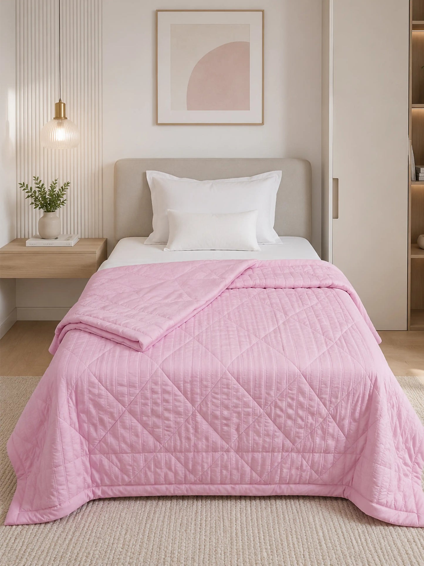 AC Comforter Striped Single with Fiber Filling (150x230 cm) Multiple Colors Available