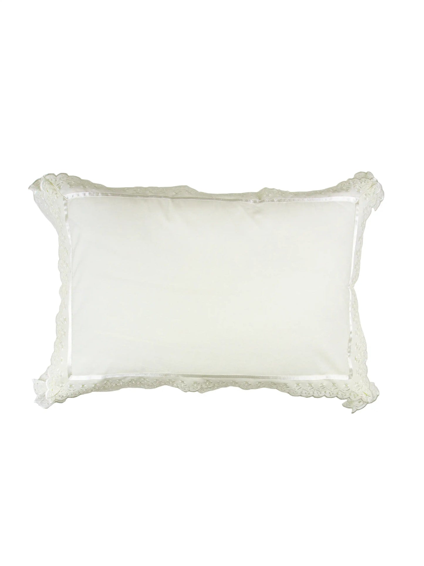 AtoZ Home Decor Cotton Lace Border Pillow Covers (Set of 1 & 2)