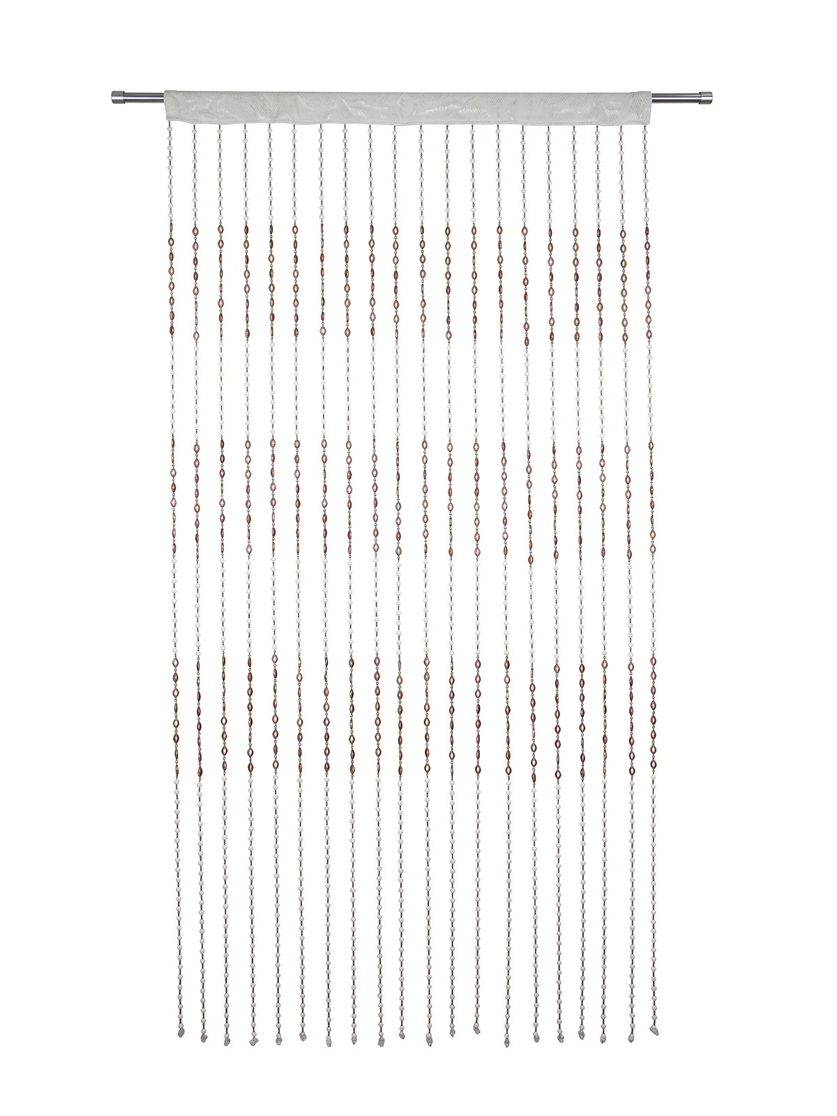 Atoz Home Decor Oval-Ring Bead Curtain | White & Brown PVC | 4x7 ft