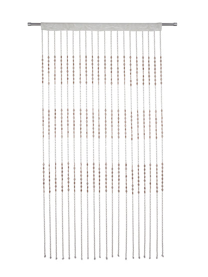 Atoz Home Decor Oval-Ring Bead Curtain | White & Brown PVC | 4x7 ft