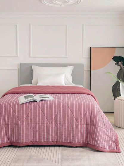 AC Comforter Striped Single with Fiber Filling (150x230 cm) Multiple Colors Available