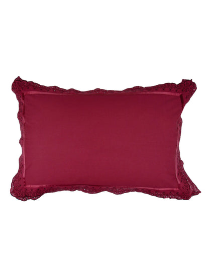 AtoZ Home Decor Cotton Lace Border Pillow Covers (Set of 1 & 2)