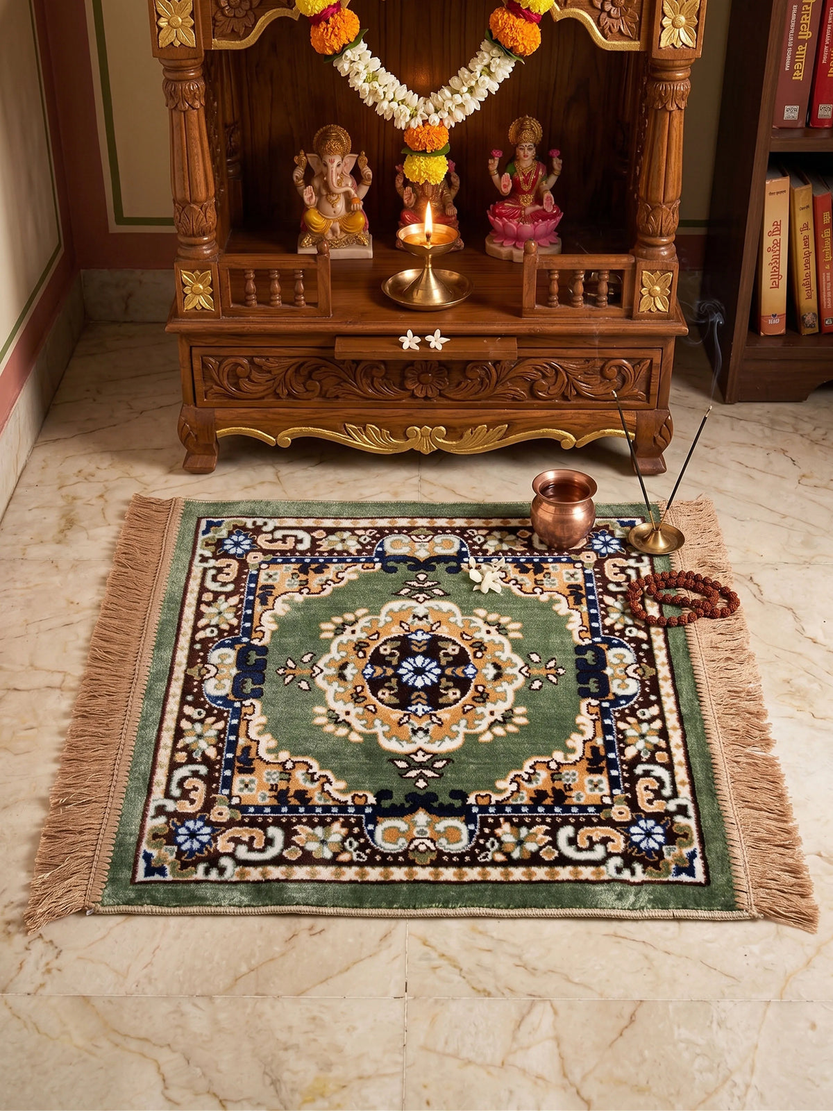 Atoz Home Decor Traditional Square Pooja Aasan Mat | 20x20 Inch | Multiple Colors.