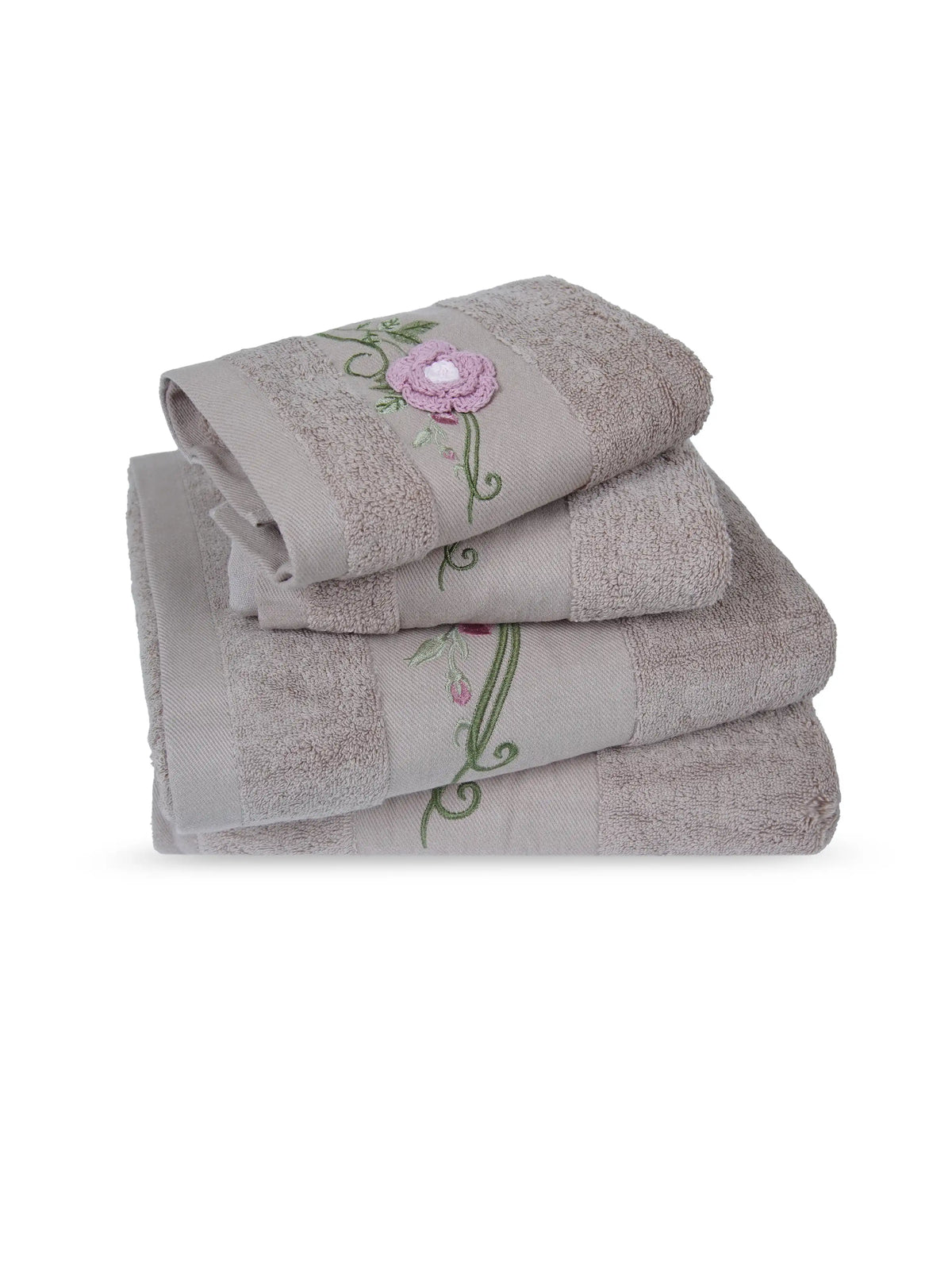 Stylla 4-Piece Embroidered Cotton Towel Set | 2 Bath & 2 Hand Towels