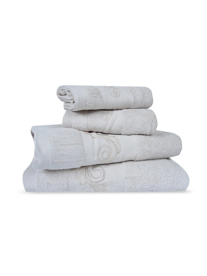 Stylla 4-Piece Embroidered Cotton Towel Set | 2 Bath & 2 Hand Towels
