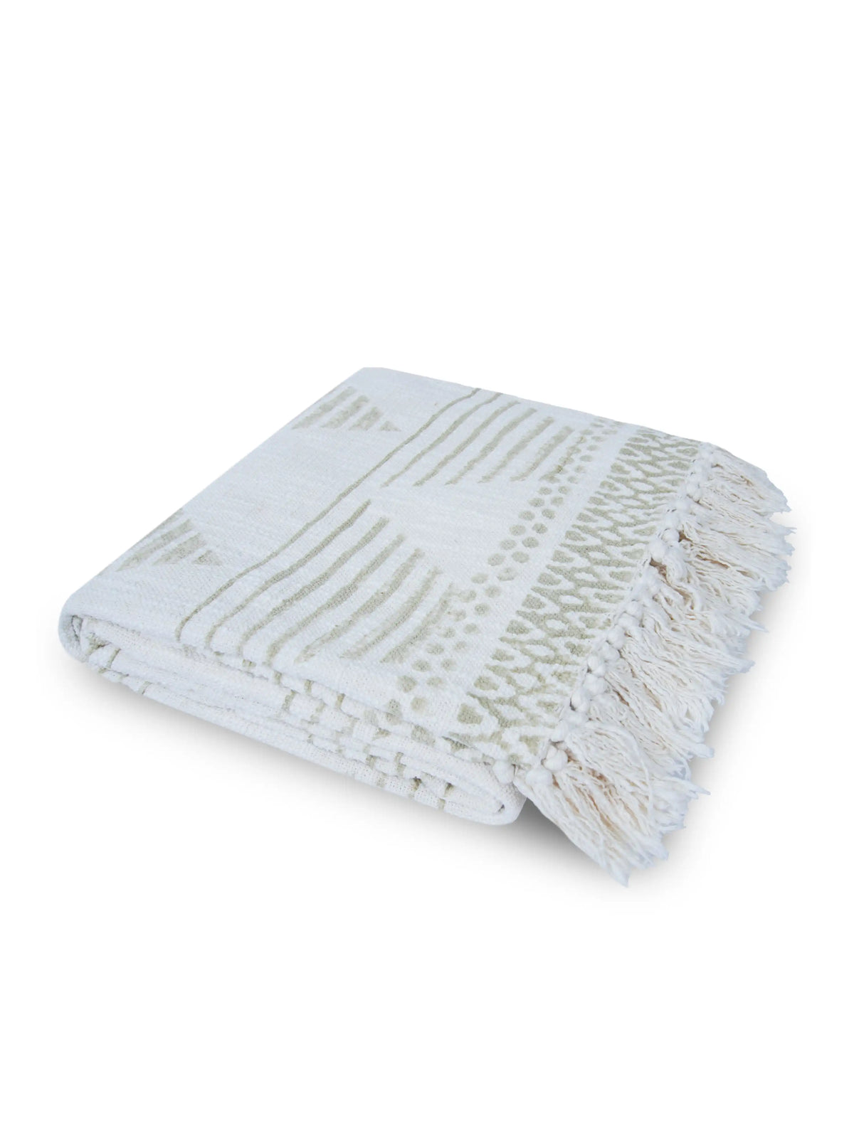 Atoz Home Decor Traditional Sanganeri Block Printed Cotton-Jute Throw with Fringe (130 x 170 cm)