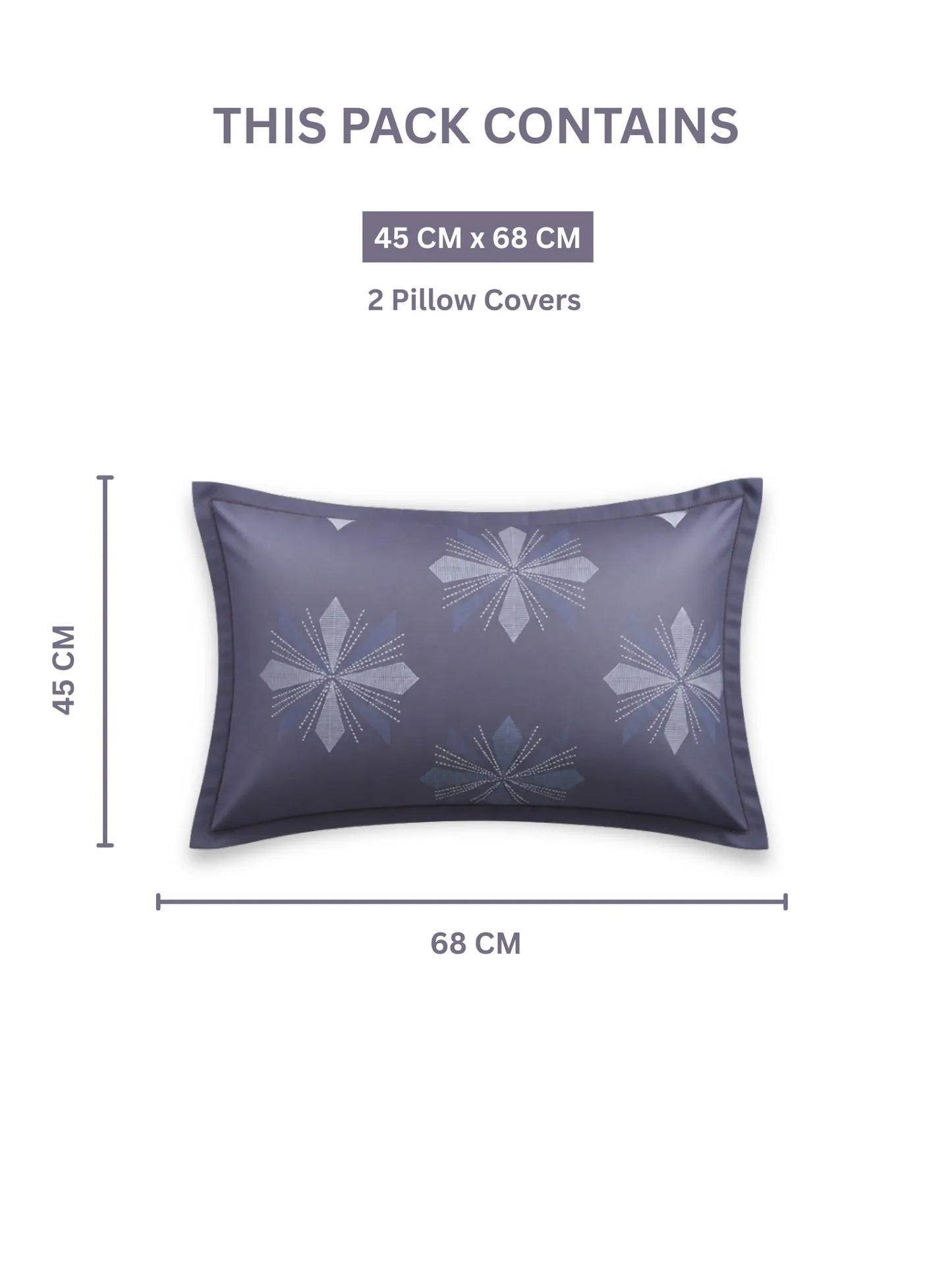 Soft Feel, Geometric Motifs King Bed Sheet Set with 2 Pillow Cases – 100% Cotton (300 TC)