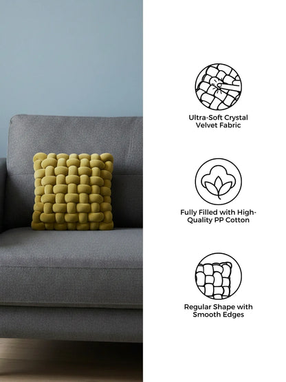 Square Knotted Cushion Pillow – Soft Decorative Accent for Sofa & Bed