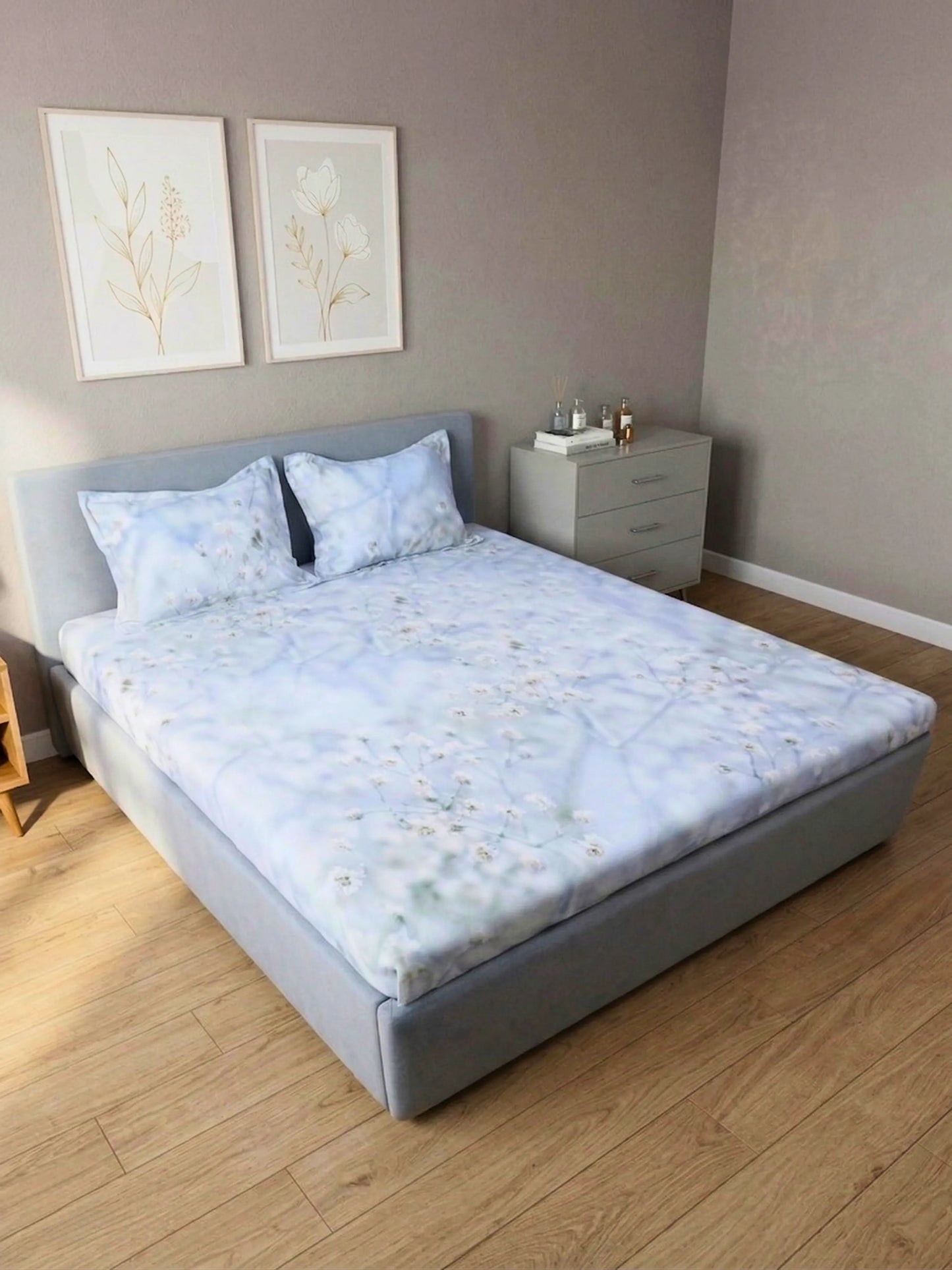 Rosette Floral Bedsheet Set — King Size, 100% Cotton (400 TC)