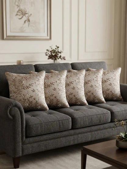 Floral Design Cushion Covers Soft Polyester (Set of 5)