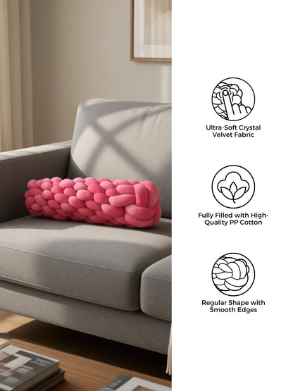 Knotted Bolster Cushion Pillow – Soft Decorative Support for Sofa & Bed