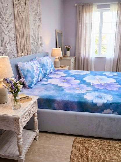 Bella Cotton Digital Motifs Queen Size Bedsheet Set (300 TC)