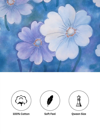 Bella Cotton Digital Motifs Queen Size Bedsheet Set (300 TC)